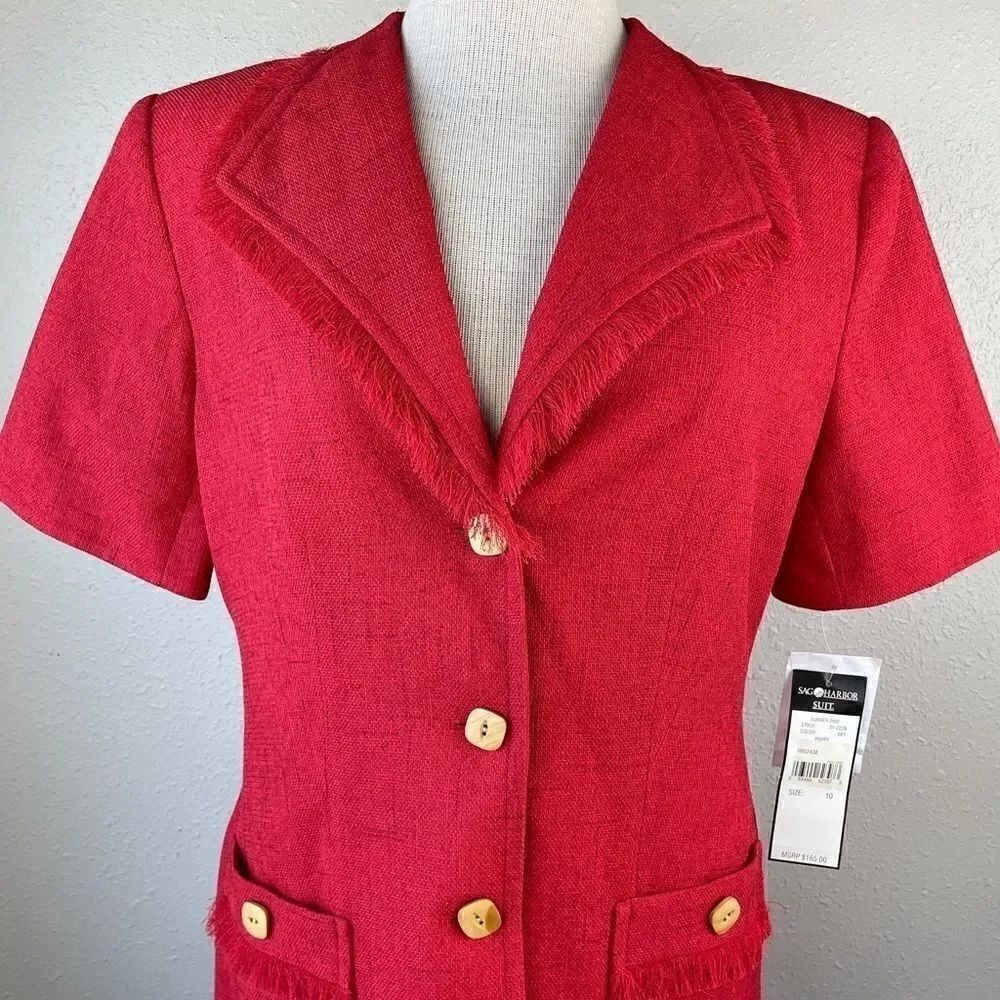 NWT Sag Harbor Red Matching Dress Jacket & Slacks - Picture 2 of 14